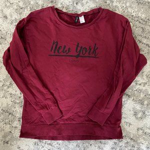 H&M Red New York Soho Graphic Crew Sweatshirt L